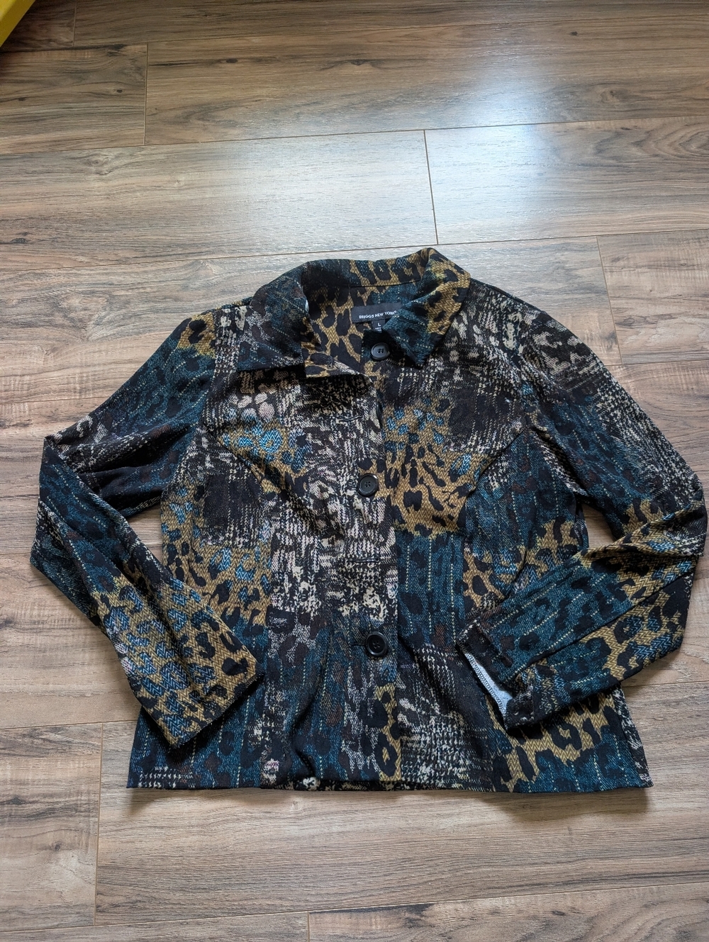 Briggs New York Multi-Tone Animal Print Blazer - Teal, Brown, Black